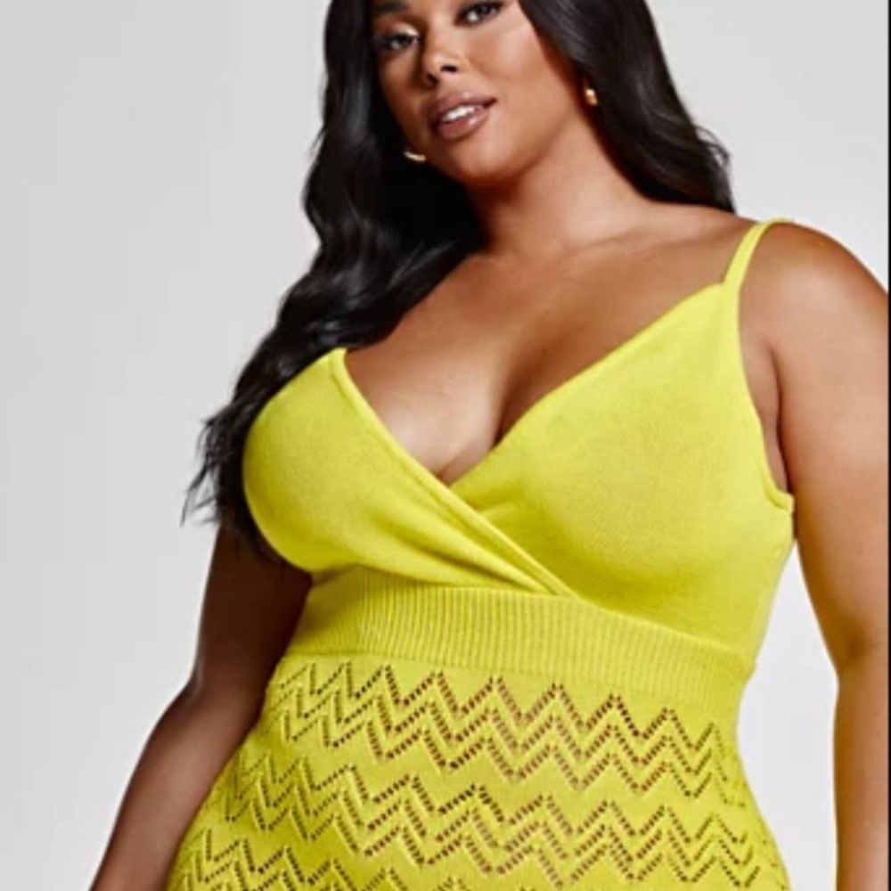 Fashion to Figure Yellow Crochet Midi Dress - Picture 2 of 11